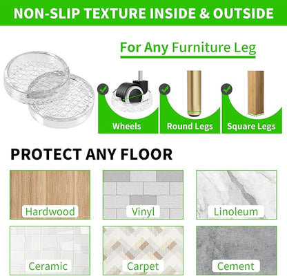 1.6"x1.6" Round Rubber Furniture Caster Cups, Carpet Protector - Image 5