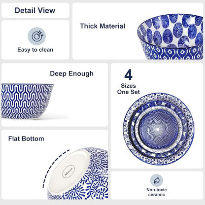 Selamica Ceramic Mixing Bowls, Nesting Bowls Set of 4 - Image 6