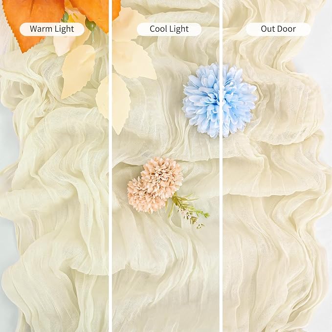 15 Pack Ivory Cheesecloth Table Runner Boho Gauze Wedding Decor | Rustic Sheer - Image 6