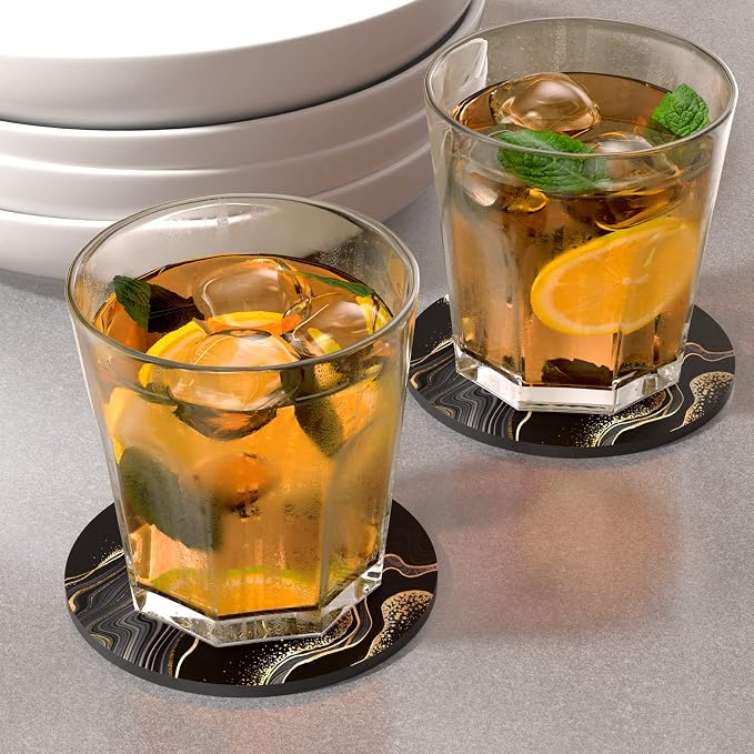 Coasters for Drinks, Kitchen Home Decor Housewarming Gift, Round 4 in - Image 2