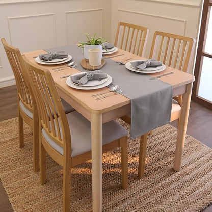 Encasa XO Table Runner, Cotton Canvas Dining Runner 13"x59" | Grey, 180 GSM - Image 2