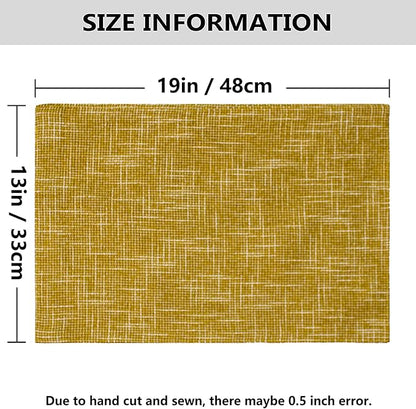 Kevin Textile Table Mats Set of 4 Heat Resistant Washable Placemats for Parties Buffet Dinner, 13 x 19 inches, Honey Yellow