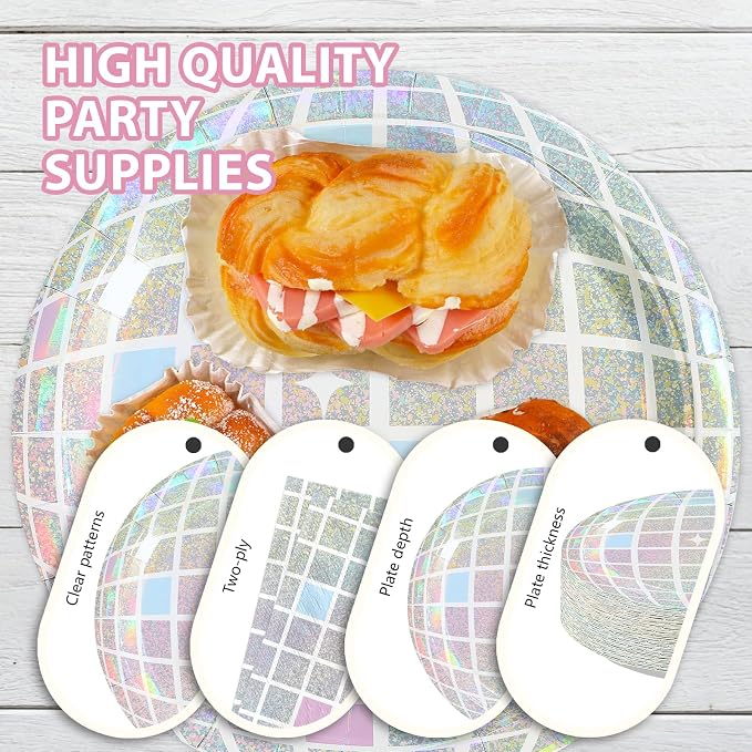 250Pcs Disco Party 70s Disco Party Supplies, Serves 50 | Pink Silver Disco Ball - Image 4