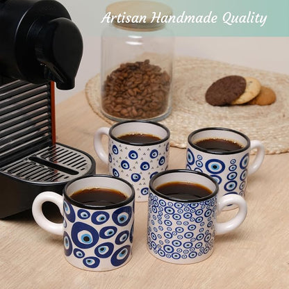 Ceramic Espresso Cups, 5 Oz Espresso Cups Set of 4, Handmade Espresso Cup - Image 4