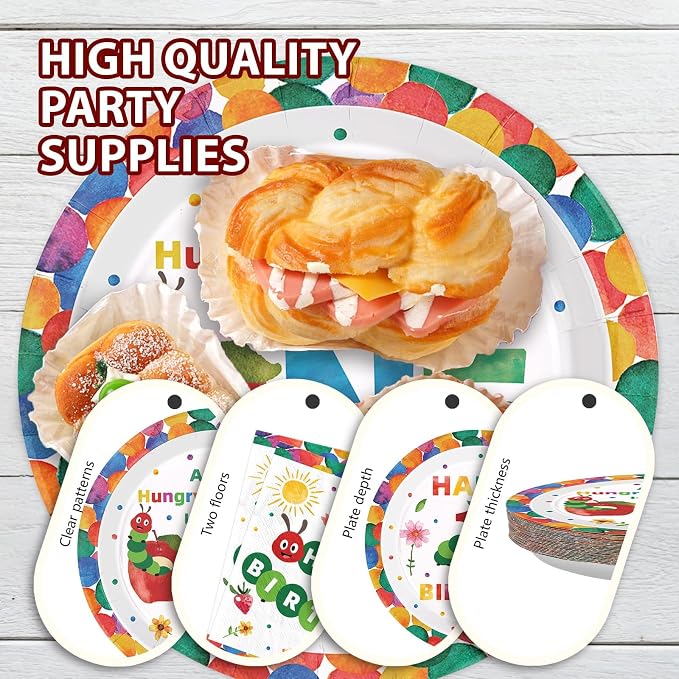 Grencian 200Pcs Caterpillar 1st Birthday Party Decorations, Serve 50 | A Hungry - Image 6
