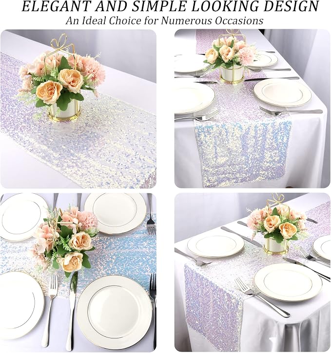 12 Packs Sequin Table Runner Glitter Dining Table Runner - Image 5