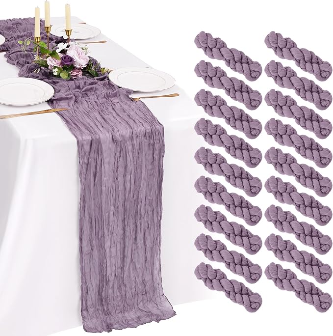 18 Pack Cheesecloth Table Runner 10FT Purple Table Runner Boho Gauze Cheese by Showgeous