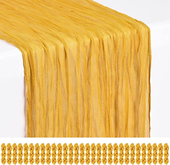Showgeous 30 Pack Gold Cheesecloth Table Runner, 17 x 108 Inches | Boho by Showgeous