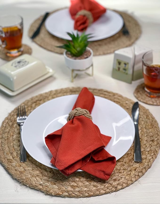 Round Woven Jute Braided Placemats, 14 Inch | Farmhouse, All Natural - Image 5