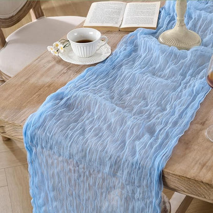 12 Pack Baby Blue Cheesecloth Table Runners, 120 Inch 10Ft Gauze Table Runner - Image 3