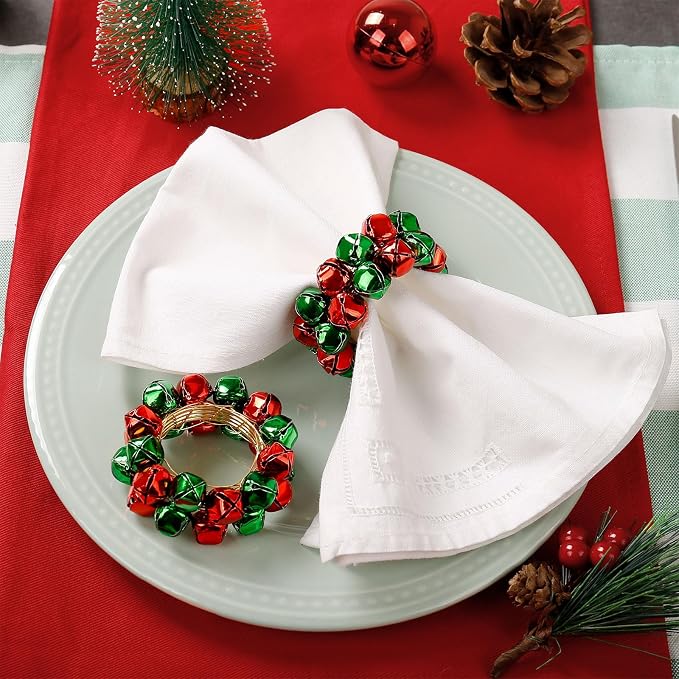 Christmas Napkin Rings Set of 8, Bells Napkin Rings - Image 3