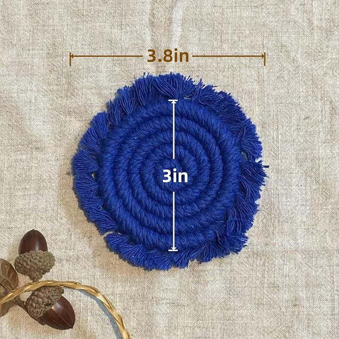 Coomin Car Coasters for Cup Holders, 3.8in 2p Light Blue | Absorbent Macrame - Image 8