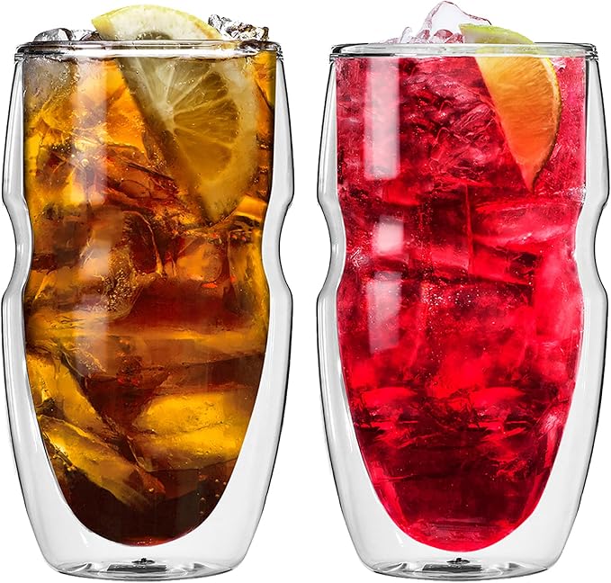 Ozeri Serafino Double Wall Insulated Iced Tea and Coffee Glasses by Ozeri