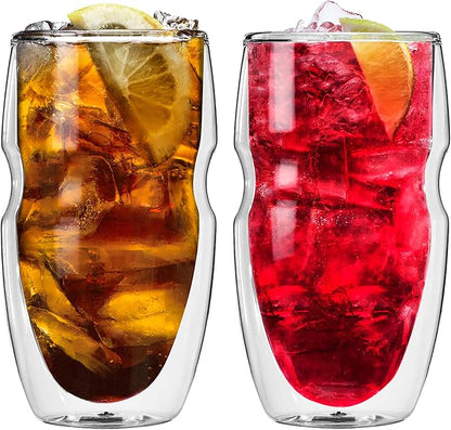 Ozeri Serafino Double Wall Insulated Iced Tea and Coffee Glasses by Ozeri