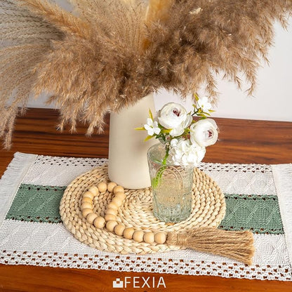 Sage Green Boho Placemats Set of 4 Table Mats Farmhouse Dining Decor | 12x20" - Image 5