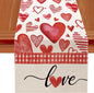 Valentine's Day Table Runner Decorations, Linen Red Table Scarf by JVUZIQ