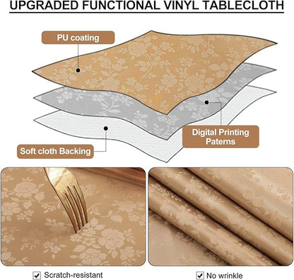 Smiry Rectangle Table Cloth, Waterproof Heavy Duty Vinyl Tablecloths, Wipeable Washable Table Cover for Kitchen and Dining Room (Brown, 70" X 90")