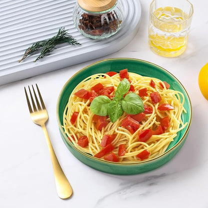 E-far Pasta Bowls Set of 4, 30oz Shallow Salad Bowls - Image 7