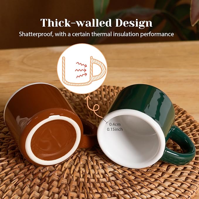 INGOFIN Ceramic Espresso Cups Set of 4, 2 oz Mini Espresso Mugs - Image 4