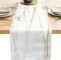 White Gold Table Runner Marble Linen Table Runners, Long Coffee Dresser Runners by LXXTK