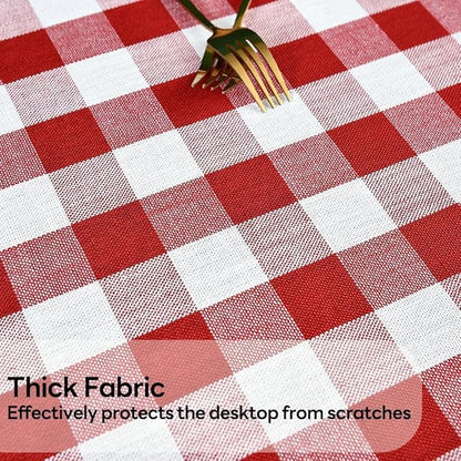 Gingham Table Cloth for Square Tables red Checkered Plaid Tablecloth Heavy Duty Cotton Blend Washable & Wrinkle Table Cover for Outdoor Kitchen Dining Picnic Camping (60x60 Inch)