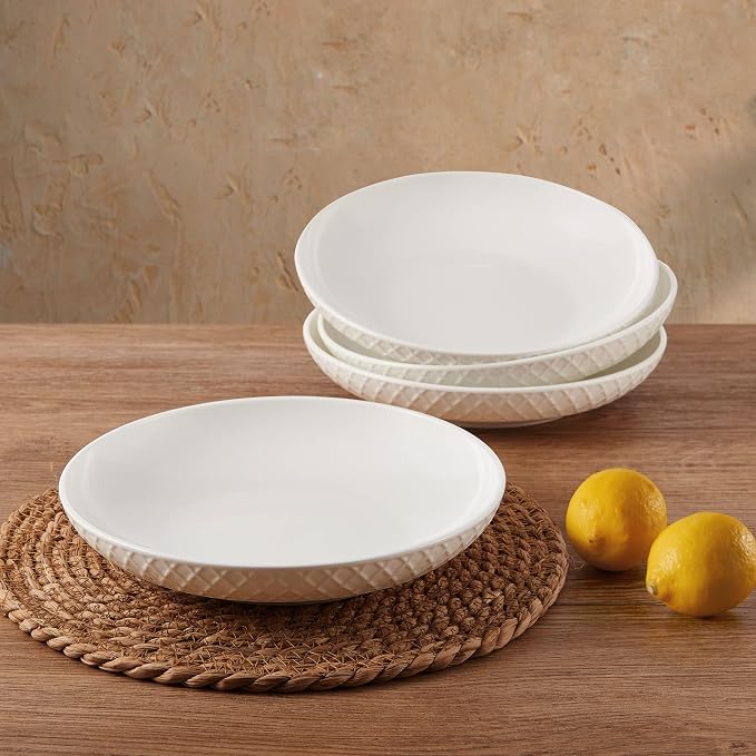 Mikasa Trellis Bone China 9-Inch Pasta Bowls Set of 4, Lightweight, - Image 4