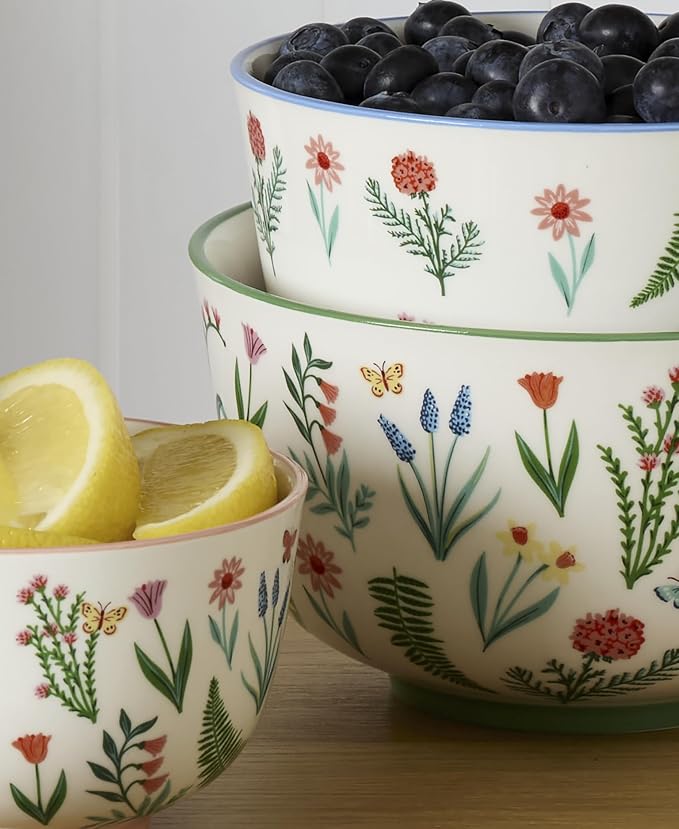 Oneida First Blooms Porcelain Nesting Bowls, microwave safe | space-saving - Image 5