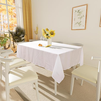 Smiry 4 Pack Rectangle Table Cloth, Waterproof Anti-Scratch Polyester Tablecloth, Decorative Washable Fabric Table Cover for Dining, Buffet, Parties and Outdoor, 60x102, White