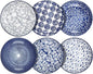 Selamica Porcelain Salad Pasta Bowls, Serving bowls, Microwave & Dishwasher Safe, Sturdy & Stackable - 26 Ounce, Set of 6, Vintage Blue