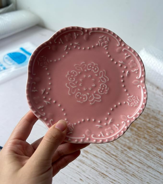 Ceramic Plate, Round Embossed Lace Plate - Image 8