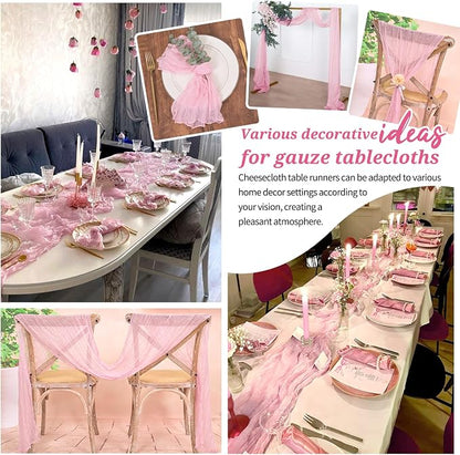 Pesonlook Cheesecloth Table Runner Light Pink, 10 Pack 17.7x108 inch, Long | - Image 7