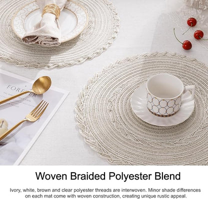 SHACOS 15 inch Round Braided Placemats Set of 12 - Image 5