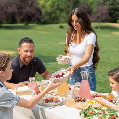 Grow Forward Premium Wheat Straw Plates and Bowls Sets - 8-Piece Wheat Straw Dinnerware Sets - Unbreakable & Reusable Microwave Safe Plastic Dinner Plates for Outdoors, RV, Camping Dishes - Sahara