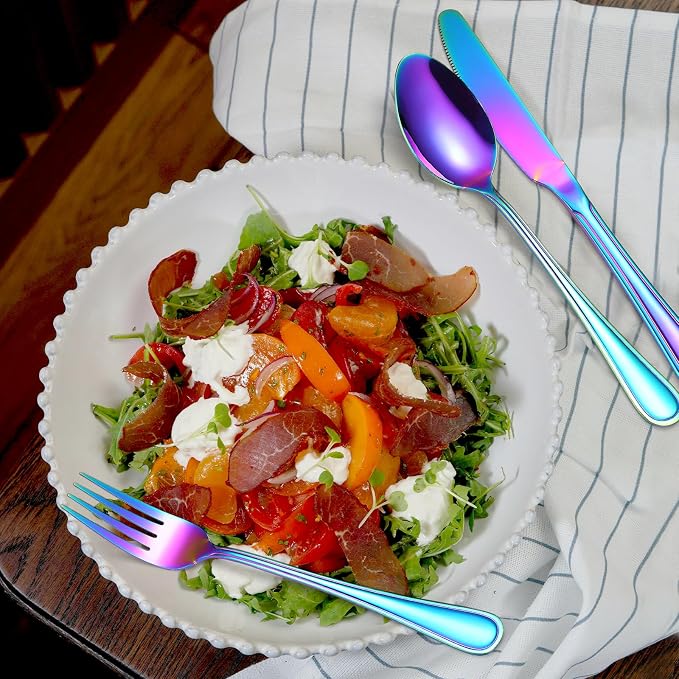Colorful Forks Spoons Knives Silverware Rainbow Flatware Set - Image 4