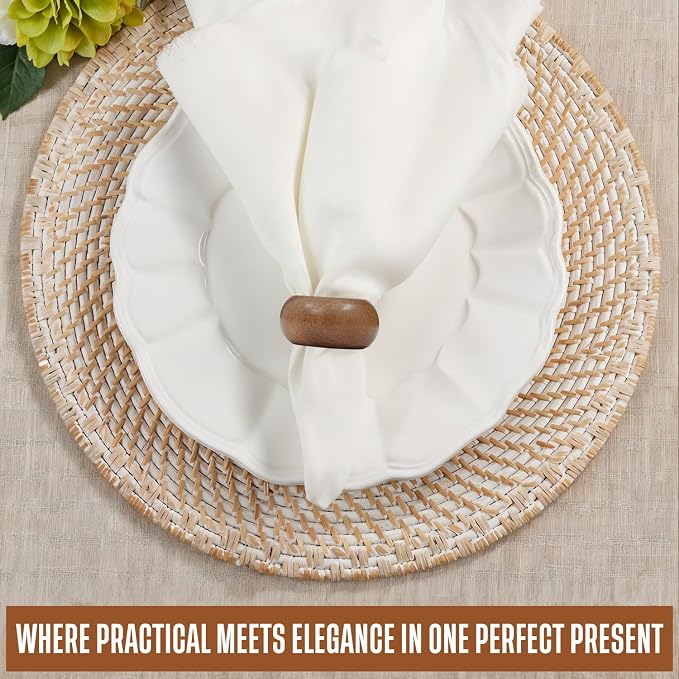 Napkin Rings Set of 12 for Dinning Table Décor Brown Napkin Holder Set for - Image 4