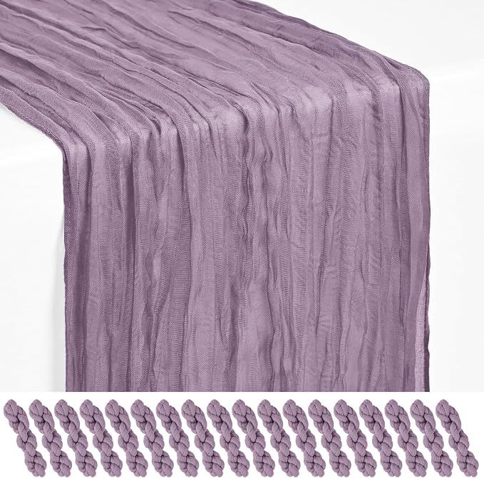 Showgeous 18 Pack Purple Cheesecloth Table Runner, 17 x 108 Inches | Boho by Showgeous