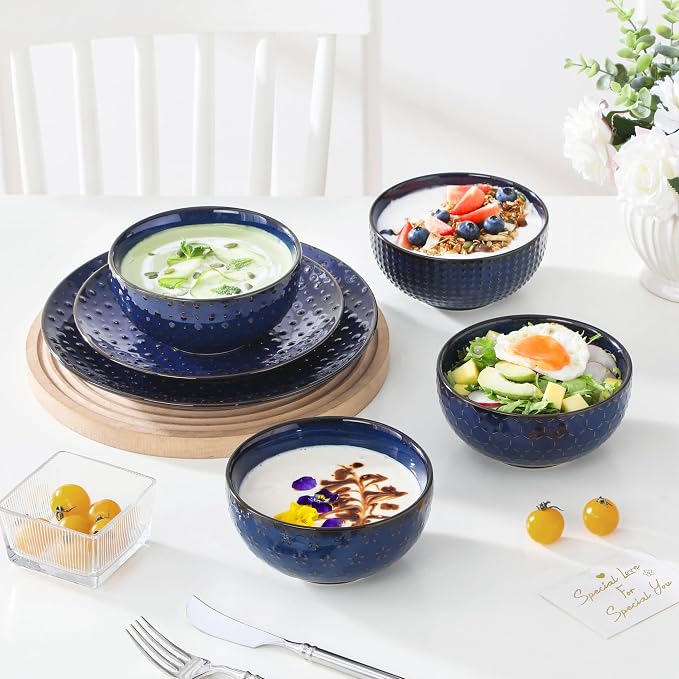 MALACASA 12 Pieces Dinnerware Sets, Modern Plates and Bowls Sets, Kitchen - Image 5