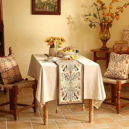 bilin gaier Designer French Linen Extra Long Table Runner, Floral Pattern - Image 3