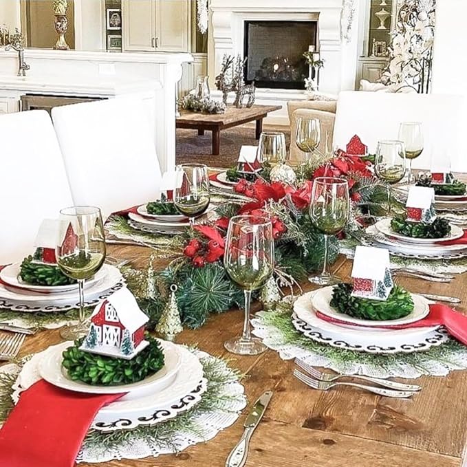 wonlex Handmade Leaf Wreath Napkin Rings Set of 8, Farmhouse Leaf Napkin Ring - Image 3