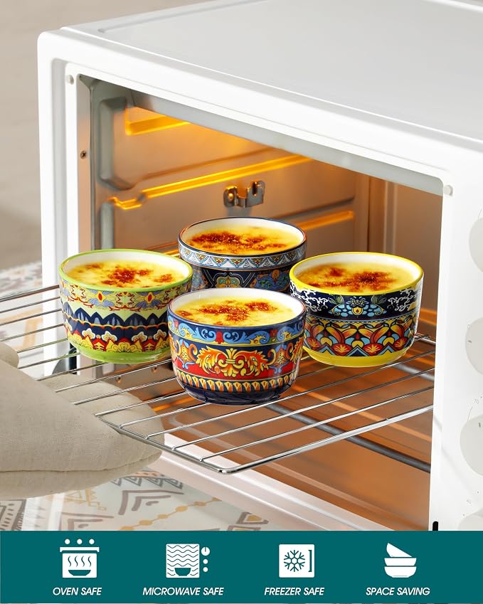 vancasso Ramekins 6 oz Oven Safe, Bohemian Style Creme Brulee Ramekin Set of 6 - Image 5