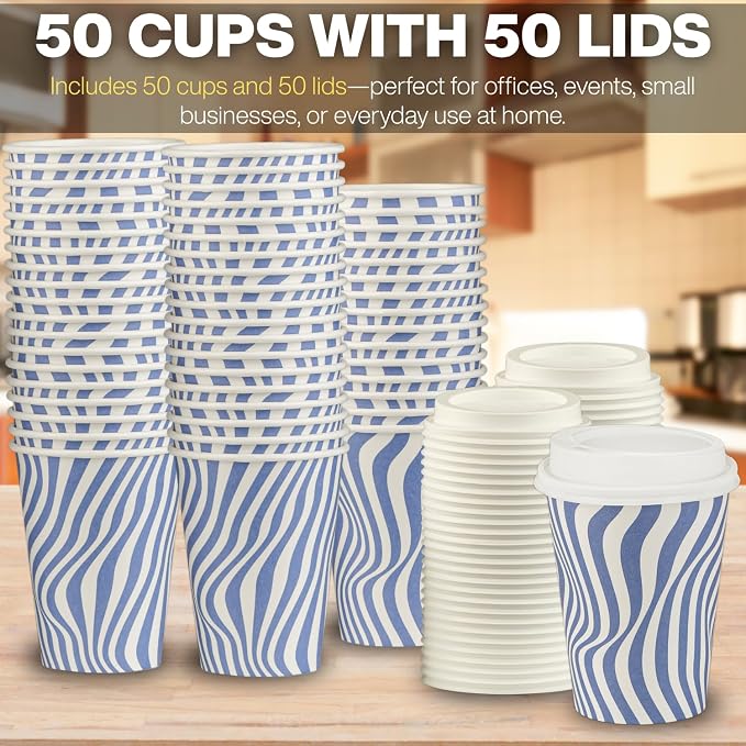 Disposable Coffee Cups with Lids, To Go Paper Hot Cups, Cocoa - Image 5