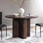 T4TREAM 47" Fluted Round Dining Table for 4-6, Mid-Century Modern Kitchen Table with Thickened Edge & Sturdy Pedestal Base for Kitchen Living Room,Dark Walnut(Table Only)