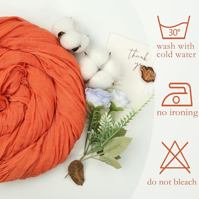 12 Pack Orange Cheesecloth Table Runner 17 x 108 Inch | Boho Gauze Cheese Cloth - Image 4