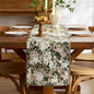 ORTIGIA Vintage Floral Table Runner, Boho Chenille Green and Taupe Farmhouse by ORTIGIA
