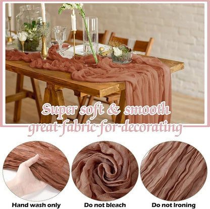 12 Pcs Fall Cheesecloth Gauze Table Runners, Gradient Terracotta | Thanksgiving - Image 5
