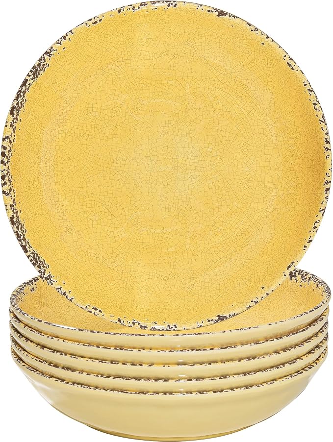 Farmhouse Melamine Pasta Bowls Set, 42 OZ Large Salad Bowls Set, 9.25 inch 6 - Image 2