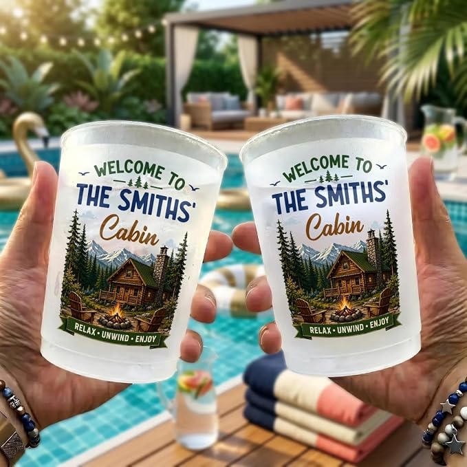 Custom Cabin Party Cups, Personalized Summer Vacation And Travel Gifts - Image 6