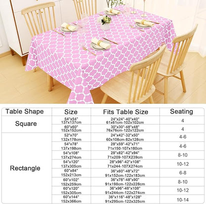 Smiry Rectangle Table Cloth, Waterproof Vinyl Tablecloth with Flannel Backing for Rectangle Tables, Wipeable Spillproof Plastic Tablecloths for Dining, Camping, Indoor and Outdoor, (52"x70", Pink)