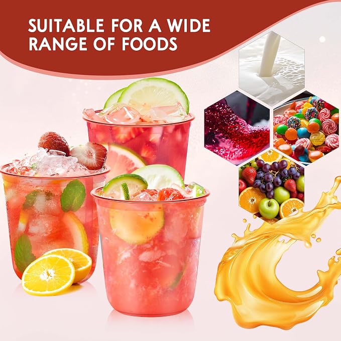 KesaPlan 100Pcs 12oz Red Plastic Party Cups, Disposable Wine Cocktail Cups | - Image 9