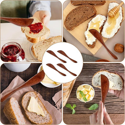 Molain 4Pcs Wooden Butter Knife, Condiment Knives, 5.9 Inch | Wooden, Jelly - Image 6